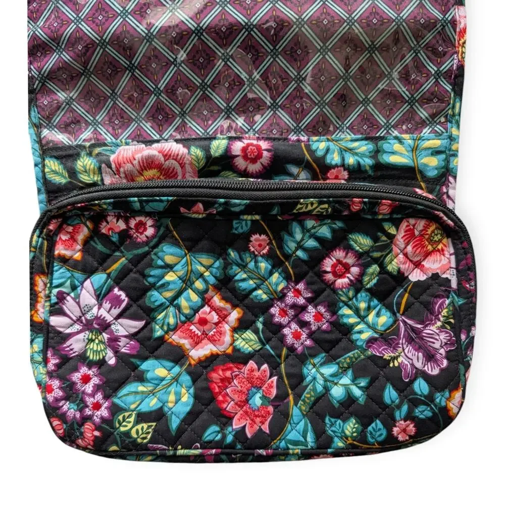 Vera Bradley Iconic Travel Hanging Organizer Vines Floral Print Black Green